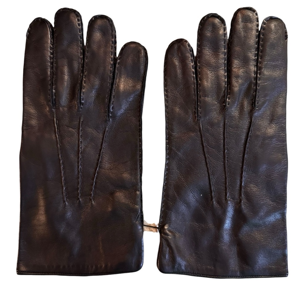Paul Stuart Black Nappa Leather Saddle Stitch Gloves Size 9 NWOT Silk Lining